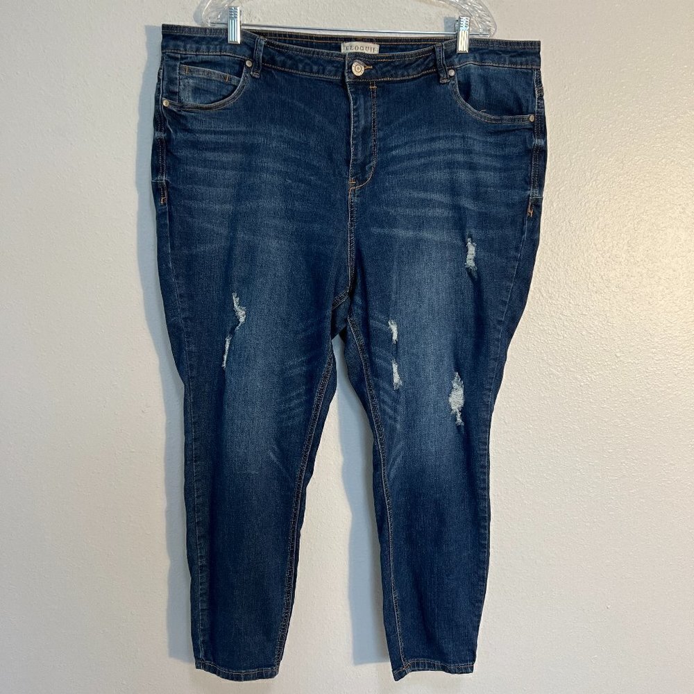 Eloquii Denim Distressed Blue Jeans